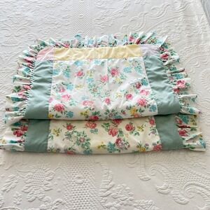 Vintage JCPenney Floral Ruffle Pillow Sham 80s Cottagecore Shabby‎ Chic
